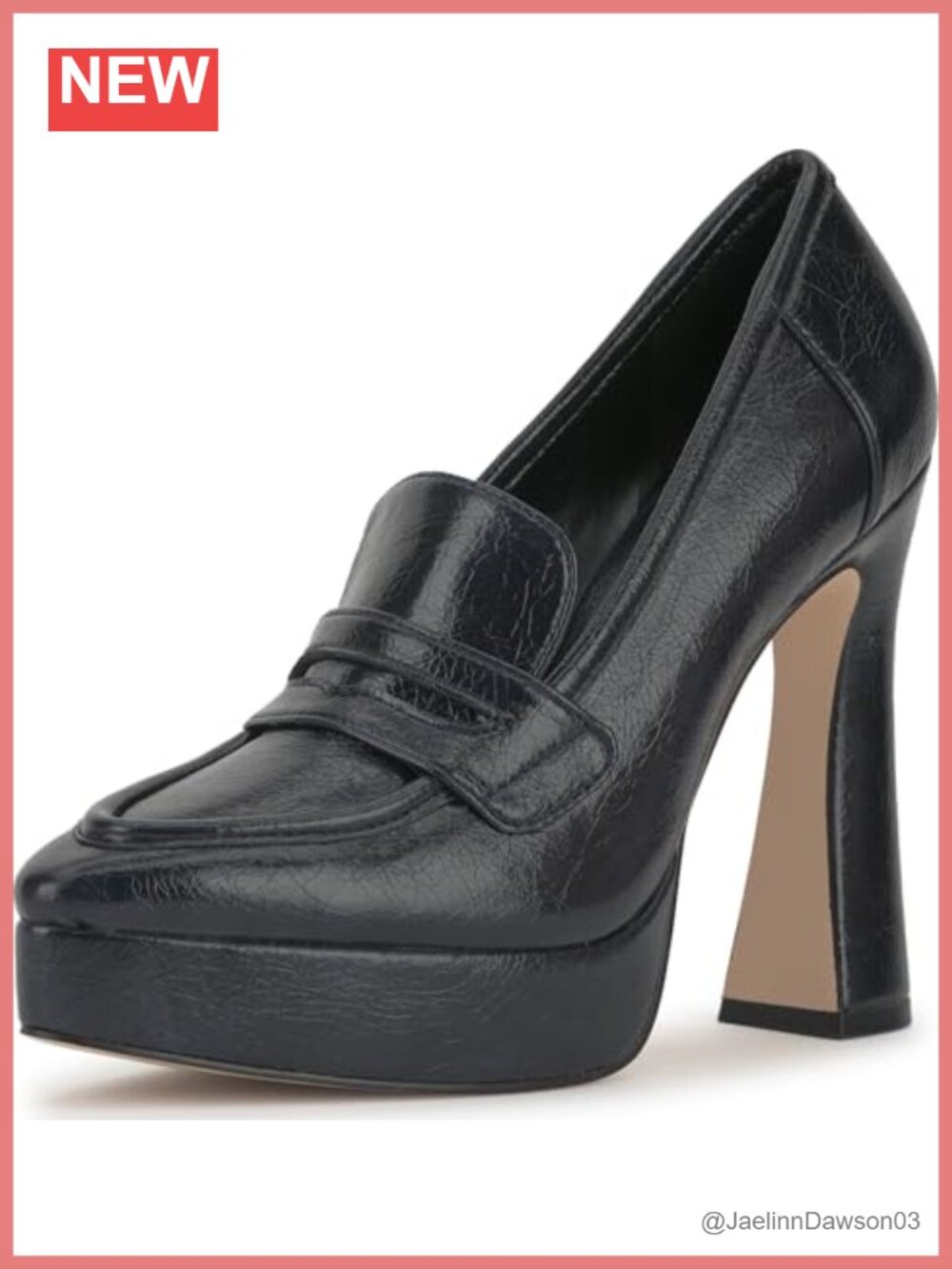 Faux Leather Platform Loafer Pumps Block Heel Almond Toe